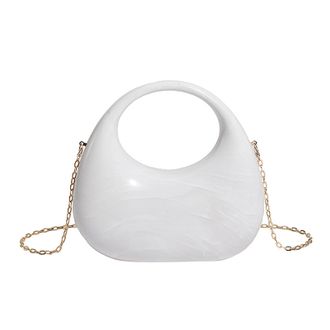 Generic Cymwer Women Acrylic Trendy Evening Clutch Purse Elegant Handbag for Prom Party (White)