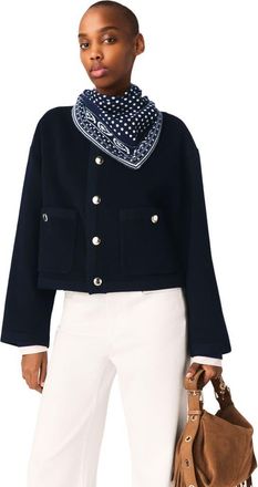Maje Double-faced jacket, braided trim in Navy at Nordstrom, Size 34 Eu