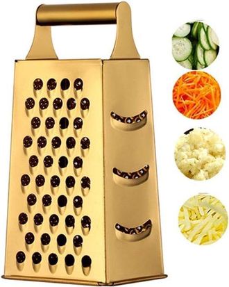 OEM Rallador De Queso Y Rebanador De Verduras De Acero Inoxidable Con 4 Lados, 23,4 Cm De Altura, Rallador De Caja Grande, Jengibre Y Frutas, Dorado