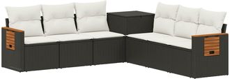 vidaXL Juego De Sof&aacute; 7 Uds. Negro Y Blanco Crema Vidaxl