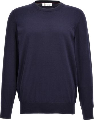 Brunello Cucinelli Navy Blue Cotton Sweater
