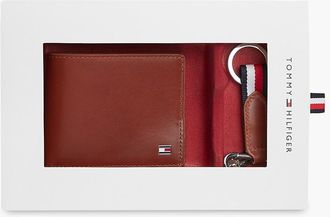 Tommy Hilfiger Mens Leather Wallet & Keychain Gift Set - Winter Cognac