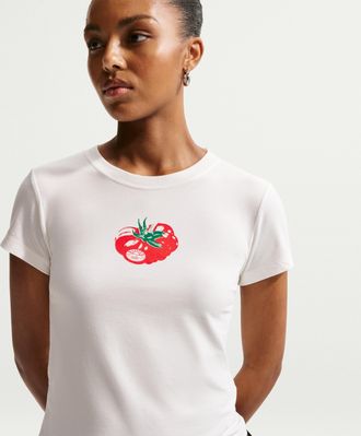 Nike Womens Nike Sportswear Chill Knit Slim Mod-Cropped T-Shirt in White | IO3531-133