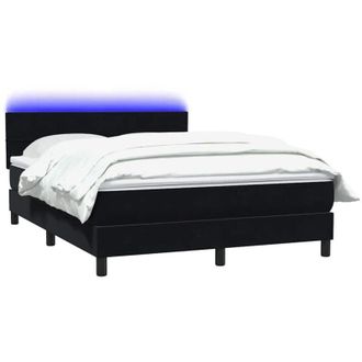 vidaXL Cama Box Spring Con Colch&oacute;n Terciopelo Negro 160x210 Cm Vidaxl