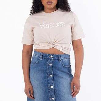 Versace 1978 Re-Edition Logo Safety Pin T-Shirt, Brand Size 42 ( US Size 6 )