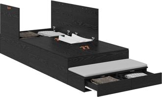 vidaXL Cama Con Almacenamiento Roble Negro 236.5 X 100 X 31.5 Cm Vidaxl