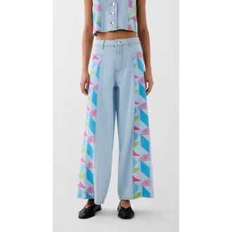 Scalpers Culotte Embside Denim Pant in Lightblue at Nordstrom, Size 36 Eu