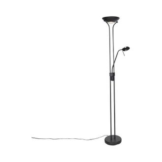 QAZQA Lampada da terra con braccioo de lettura diva - Moderno - Vetro,Acciaio - Nero - Oblungo (non sostituibile) led Max. 1 x 23 Watt - Qazqa