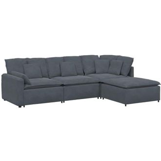 vidaXL Vidaxl - Sof&aacute; Modular Con Reposapi&eacute;s Y Cojines En Terciopelo Gris Oscuro