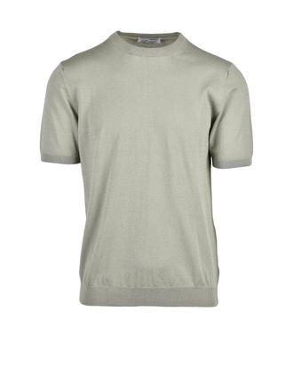 Bellwood Sage Green Crew Neck Cotton Knit Top