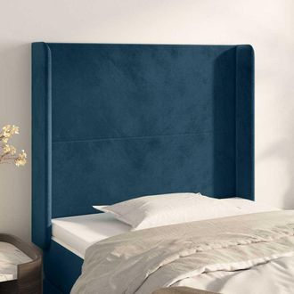 vidaXL Vidaxl Cabecero Con Orejas De Terciopelo Azul Oscuro 93x16x118/128 Cm