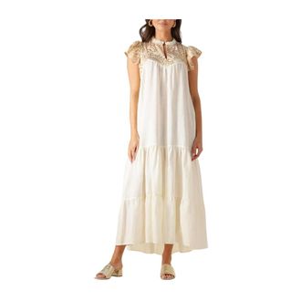 Greek Archaic Kori Dames, Jurken, Beige, Maat: M Linnen