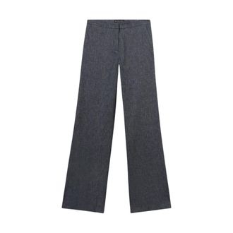 Brooks Brothers Straight Fit Katoen Linnen Twill Broek - Dames - Straight fit broeken - Blauw - L - Katoen - Broeken
