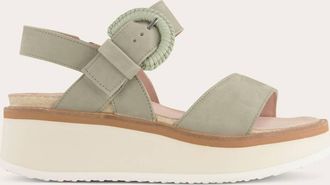 Naot Womens Crepe Leather Sandals In Sage Nubuck W/ Off White Sole