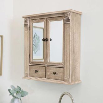 Melody Maison Wooden Mirrored Bathroom Cabinet in Natural