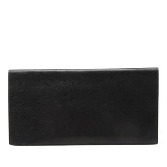 Herm&egrave;s Black Leather Long Wallet (Bi-Fold) (Pre-Owned)