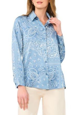 Halogen Lux Satin Button-Up Shirt in Storm at Nordstrom Rack, Size X-Small