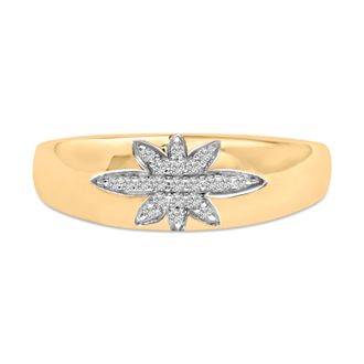 House of Brilliance 18K Yellow Gold 1/10 Cttw Diamond Star Burst Inlay Ring