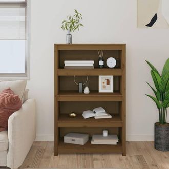 Berkfield Home Beautiful Book Cabinet Honey Brown 80x35x126 cm Solid Wood Pine | Size: 80 x 35 x 126 cm