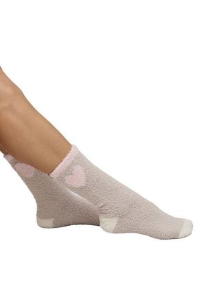 Barefoot Dreams CozyChic Colorblock Heart Crew Socks in Stone Multi at Nordstrom