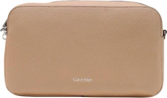 Calvin Klein Webbing 2x Band Grote Camera Tas - Dames - Schoudertassen - Beige - ONE Size - Polyester - Tassen