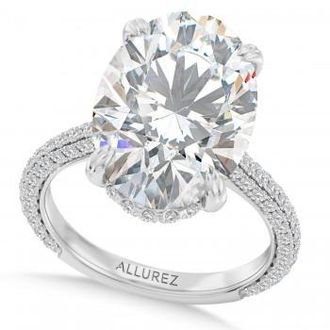 Allurez Oval Lab Diamond Engagement Ring Platinum (6.90ct)