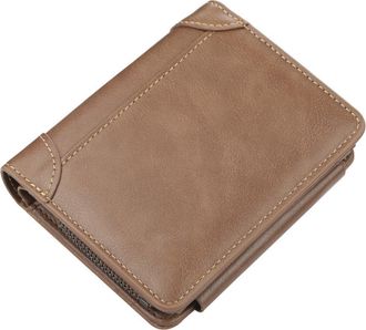 Generic Vintage PU Leather Men Wallet - Zipper Short Design Card Holder & Purse for Men(Brown)