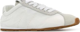 Miu Miu Womens White Fabric And Suede Sneakers Bianco Poliammidericiclata-Vitello
