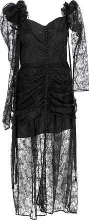 Magda Butrym Lace Detail Midi Off-Shoulder Dress in Black Silk