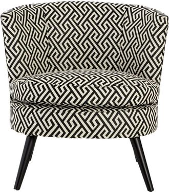 Premier Housewares Interiors by Premier Round Black and White Round Armchair, Accent Chair for Living Room, Accent Lounge Chair for Home
