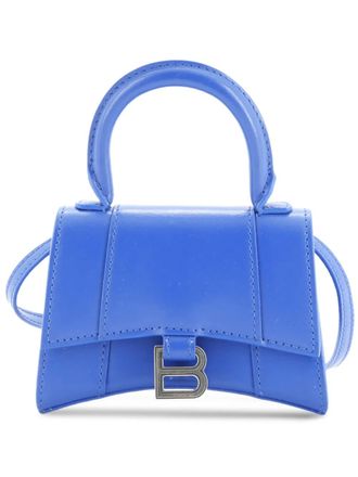 Balenciaga Borsa a tracolla Hourglass mini in pelle con catena - Blu