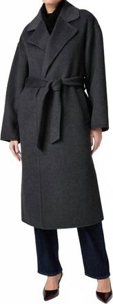 Paige Connery Wool-Blend Long Robe Coat In Charcoal Gray