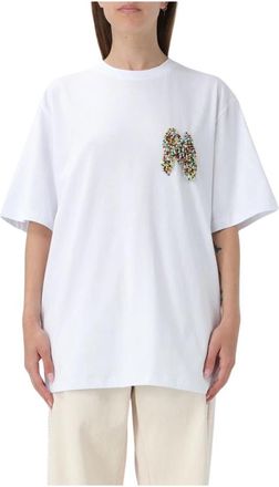 Msgm Wit T-shirt Raglanmouw - Dames - T-shirts - Wit - 2XS - Katoen - Tops