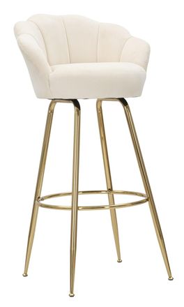 Mauro Ferretti Silla de bar de metal dorado y asiento de tela beige cm 55x53x110