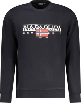 Napapijri Mens Geometric Crew Neck Sweatshirt - Dark Blue Cotton - Size Medium