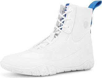 Generic Wrestling Boxing Boots for Men High Top Breathable Lightweight Non-Slip Competition Training Fitness Sneakers,White,8.5 UK