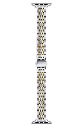 Posh Tech Rainey Skinny Stainless Steel Apple Watch Watchband in Silver/gold at Nordstrom