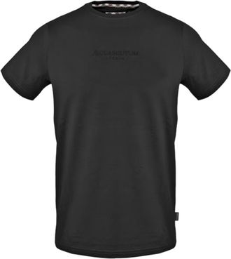 Aquascutum Heren T-shirt katoen met logo (Zwart)