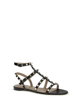 Valentino Garavani Womens Sandal | Rockstud T. 05 Vitello-Napp Nero Calf Leather Bos Taurus