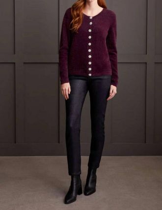 Tribal Sweater Cardigan With Sparkle Buttons Cardigan In Raisin