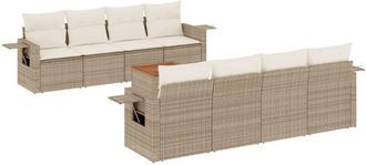 vidaXL Set De Sof&aacute;s De Jard&iacute;n 9 Pzas Con Cojines Rat&aacute;n Sint&eacute;tico Beige Vidaxl