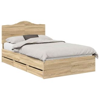 vidaXL Estructura De Cama Roble Sonoma 120 X 190 Cm Madera Ingenieril Vidaxl