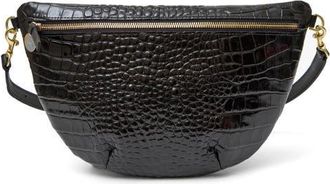 Clare Vivier Grande Woven Leather Belt Bag in Black Croc Embossed at Nordstrom