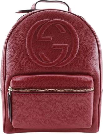 Gucci Pre-owned Backpacks, female, Red, Size: ONE SIZE Pre-owned Leather Backpack