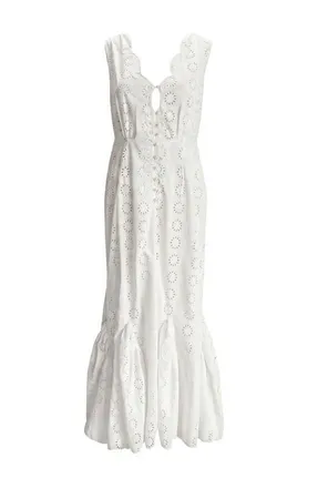 Brunna.Co Seruni Embroidered Mermaid Maxi Dress in White at Nordstrom, Size Medium