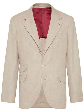 Brunello Cucinelli Blazer met enkele rij knopen - Beige