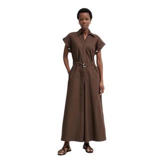 Simona Corsellini Jumpsuit met wijde pijpen - Dames - Jumpsuits - Bruin - S - Katoen - Jumpsuits & Playsuits