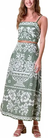 Cleobella Jasmine Ankle Skirt In Verdant Flight