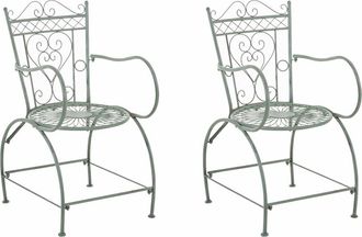 Clp Set 2 sillas de exterior con reposabrazos en Metal Verde antiguo