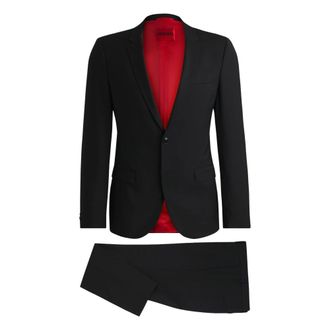 HUGO BOSS Kostuums, Heren, Zwart, S, Wol, Extra-slim-fit pak van wol